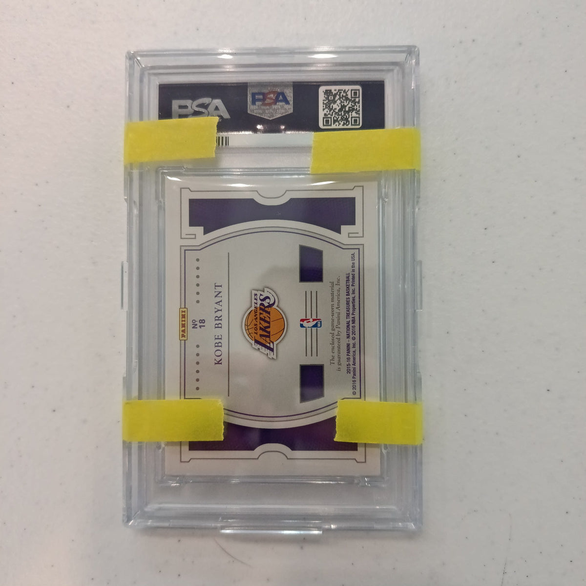 2015 Panini National Treasures NBA Game Gear Duals Kobe Bryant #18 PSA 9 - view 2