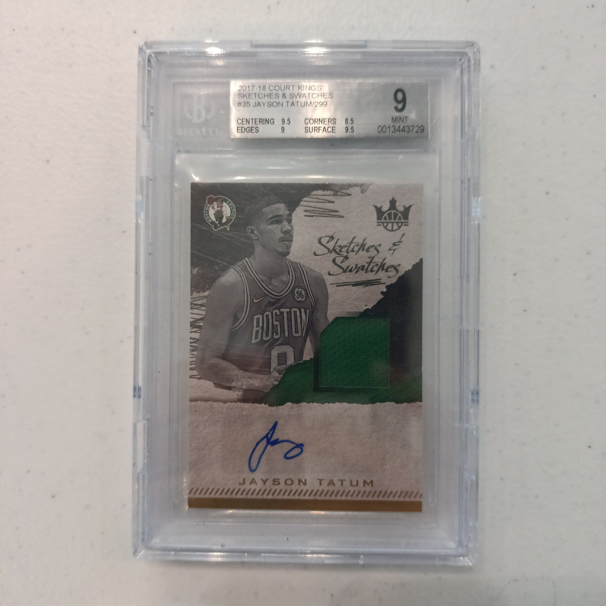 2017-18 Panini Court Kings Sketches & Swatches Jayson Tatum #35 Beckett 9
