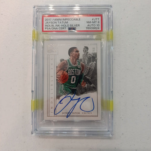 2017 Panini Impeccable Indelible Link Jayson Tatum Holo Silver #JTT PSA NM-MT 8