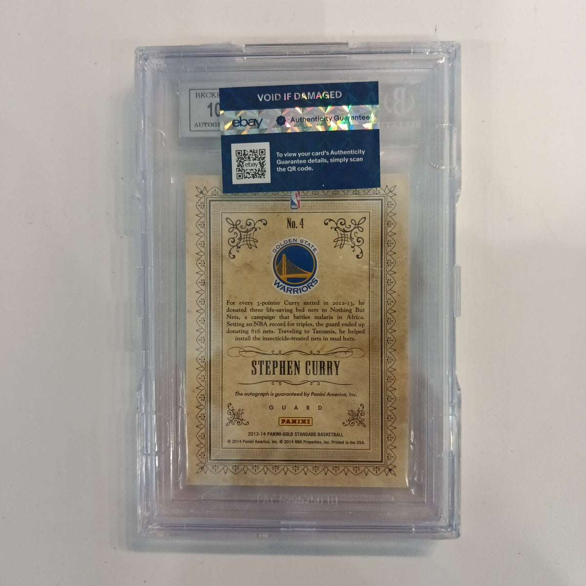 2013-14 Panini Gold Standard Gold Strike Signatures Stephen Curry 22/75 #84 Beckett 8.5 - view 2