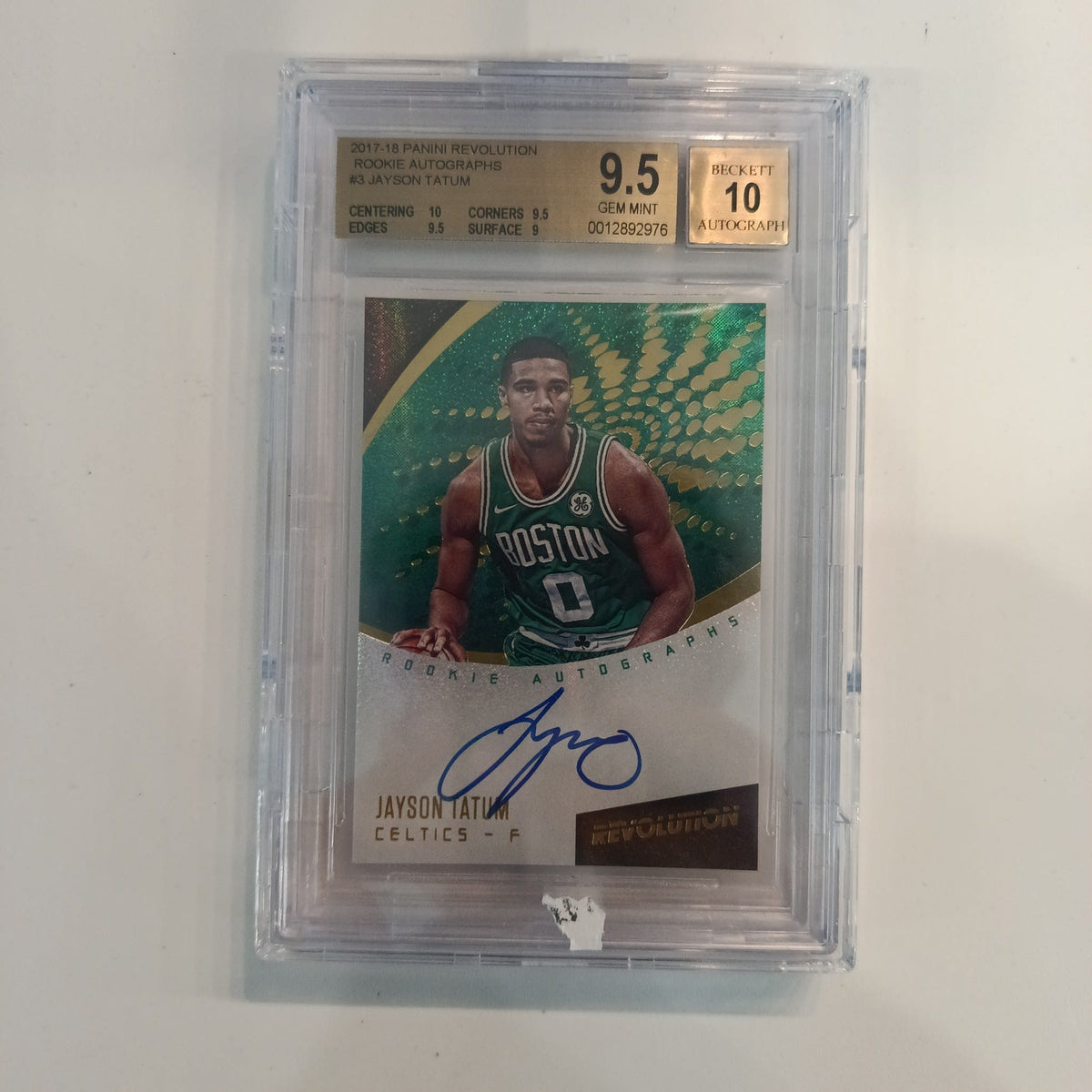 2017-18 Panini Revolution Rookie Autographs Jayson Tatum #3 Beckett 9.5