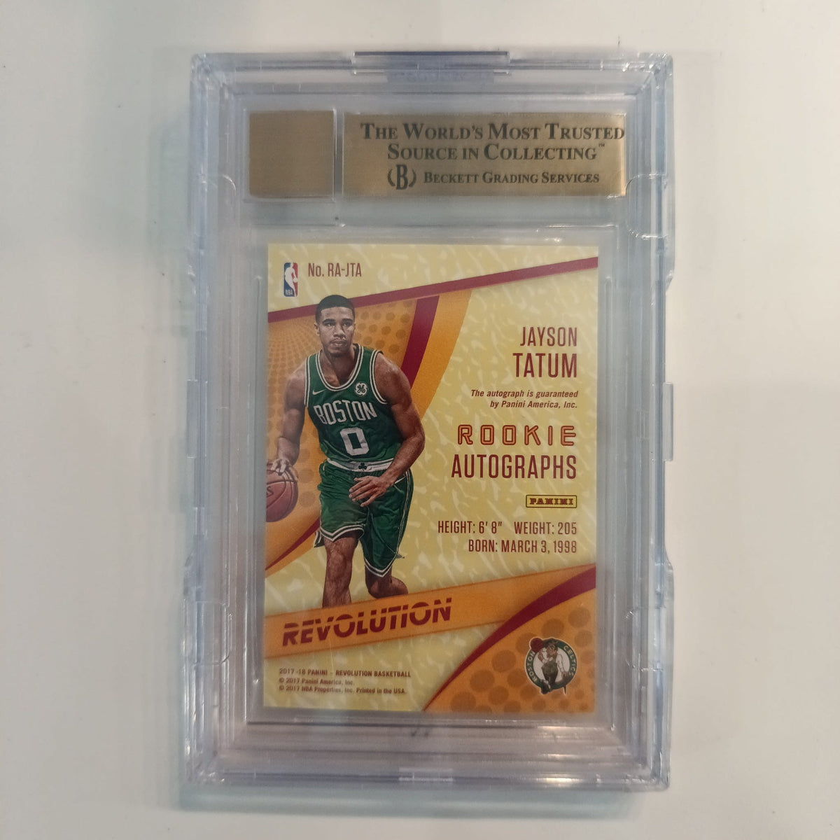 2017-18 Panini Revolution Rookie Autographs Jayson Tatum #3 Beckett 9.5 - view 2