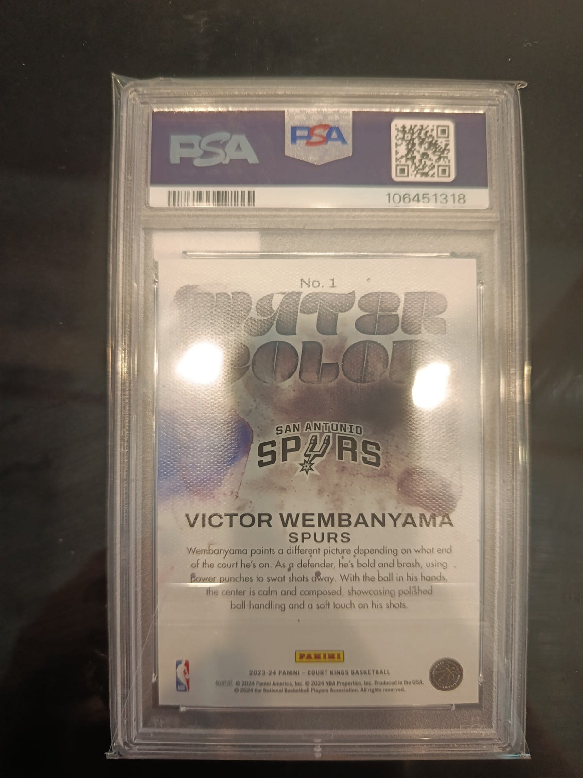 2023 Panini Court Kings Victor Wembanyama Water Color #1 PSA 10 - view 2
