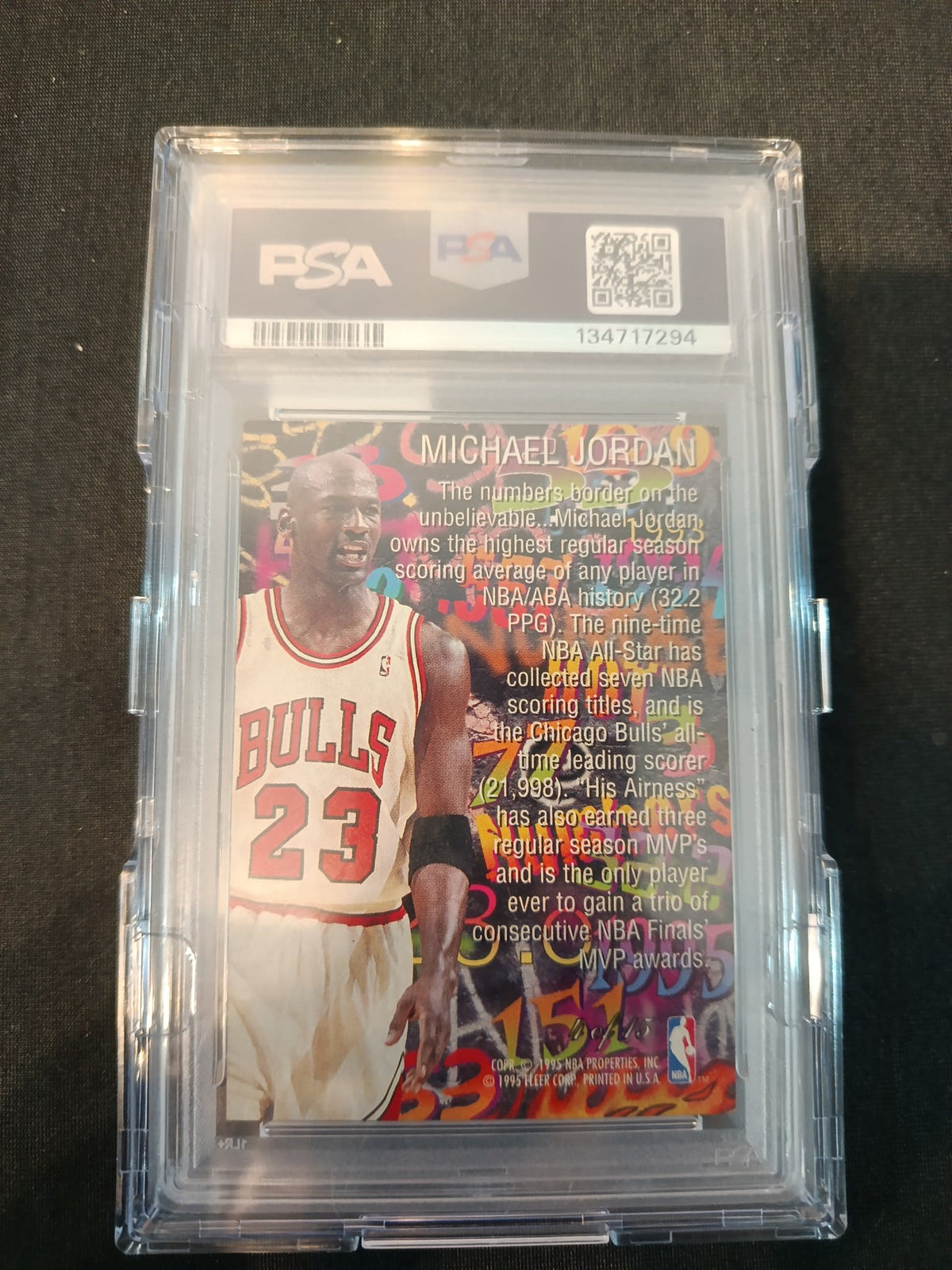 1995 Flair Hot Numbers Hot Numbers Michael Jordan #4 PSA 9 - view 2