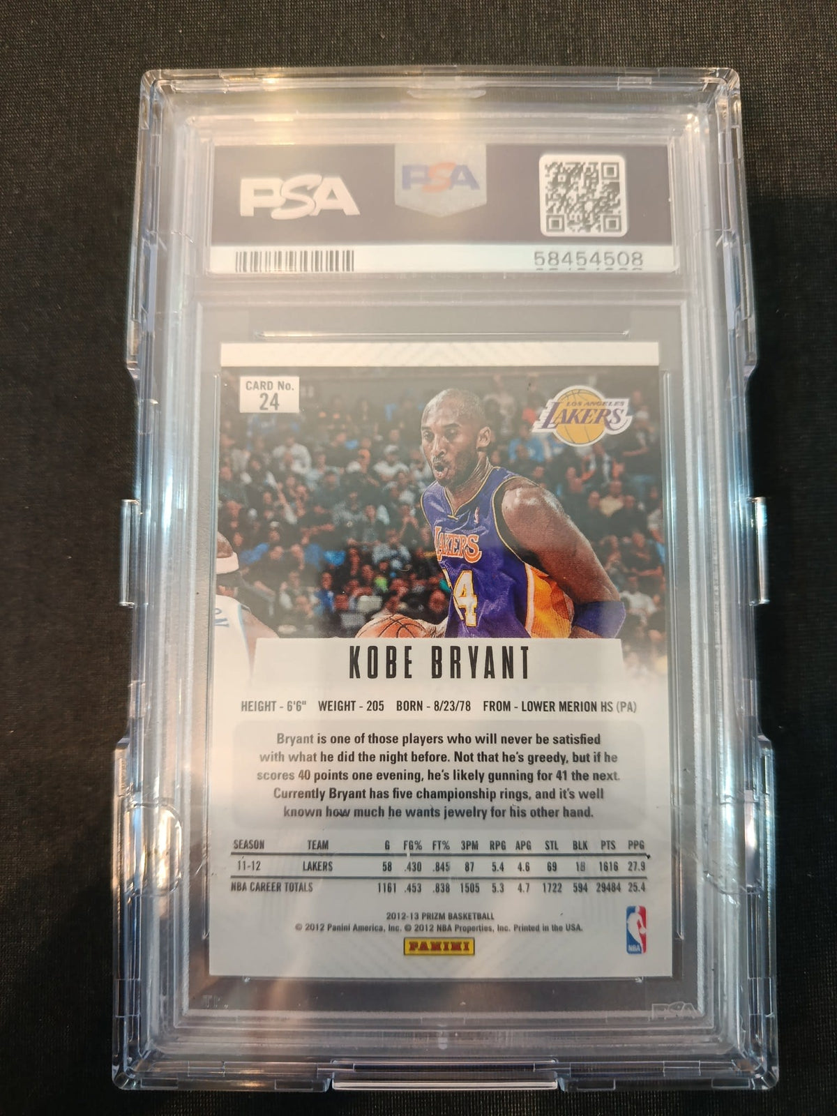 2012 Panini Prizm Kobe Bryant #24 PSA 9 - view 2