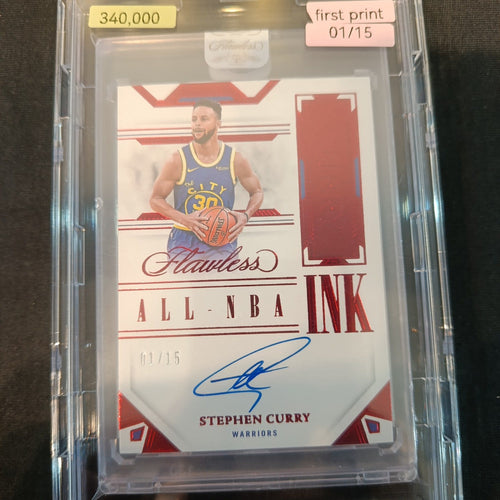 2022-23 Panini Flawless All-NBA Ink Stephen Curry Ruby Red /15 #ALL-SCY