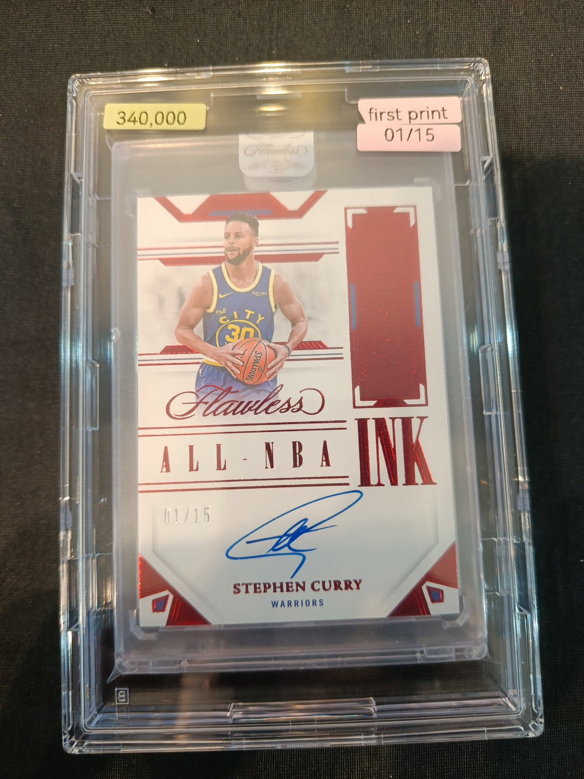2022-23 Panini Flawless All-NBA Ink Stephen Curry Ruby Red /15 #ALL-SCY